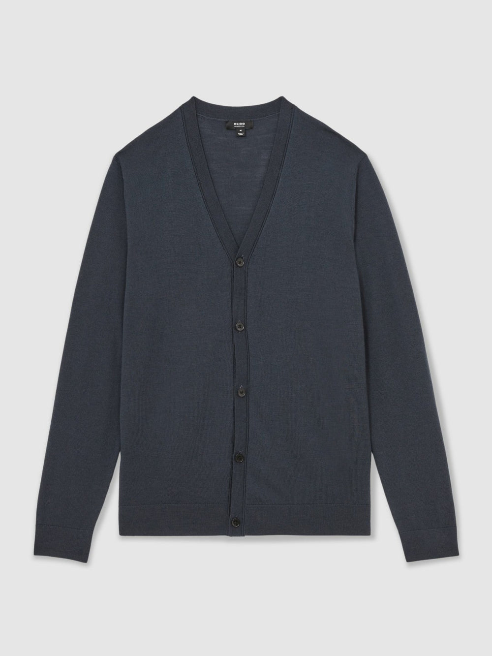 Reiss | Merino Wool Button-Through Cardigan in Midnight Navy