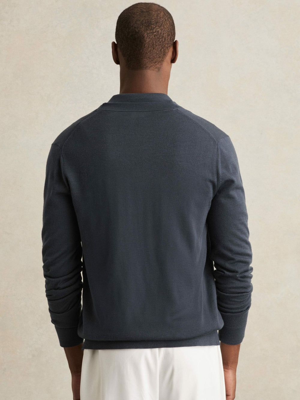Reiss | Merino Wool Button-Through Cardigan in Midnight Navy