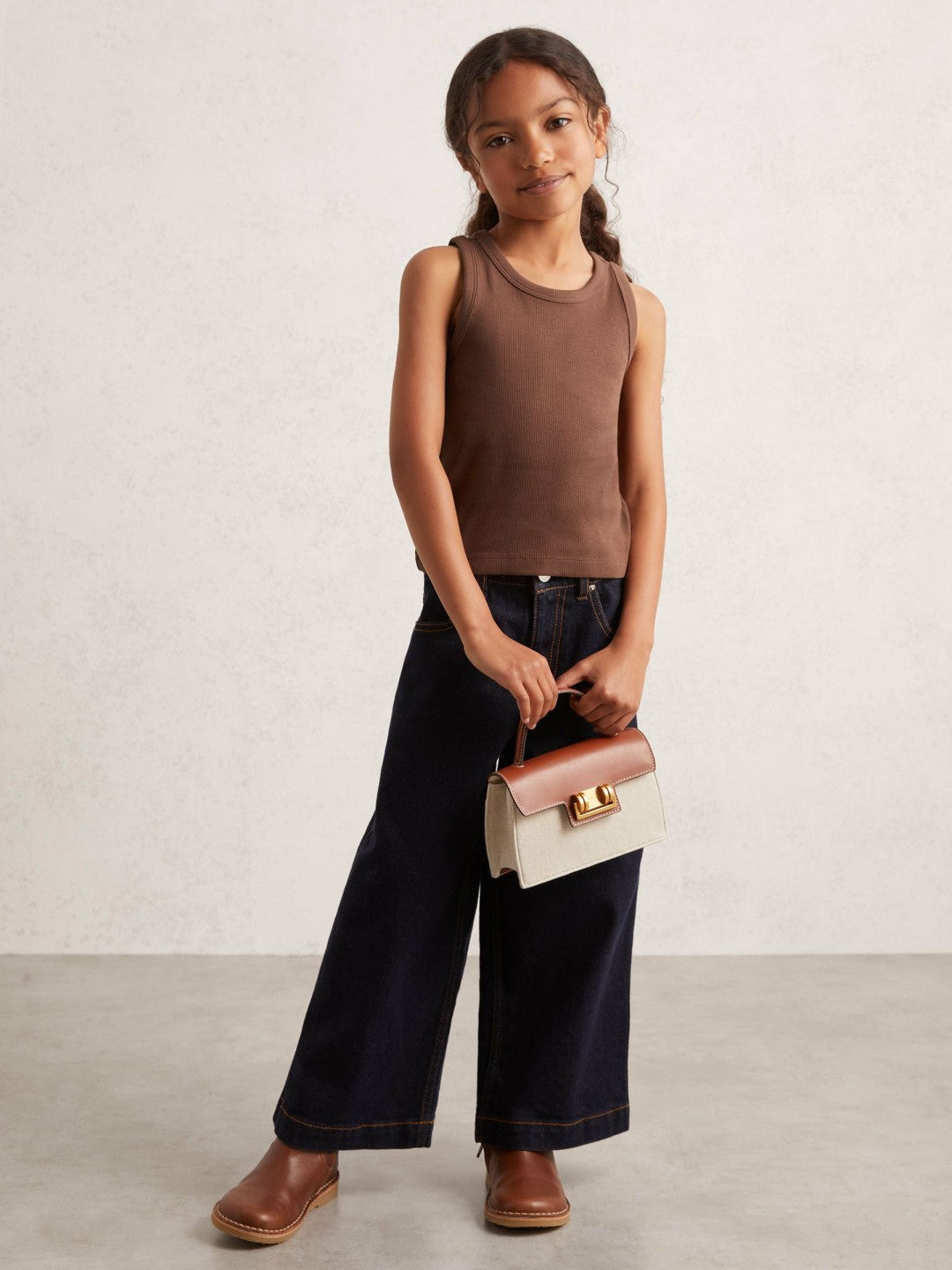 Reiss | 3-9 yrs Stretch-Cotton Ribbed Vest in Chocolate