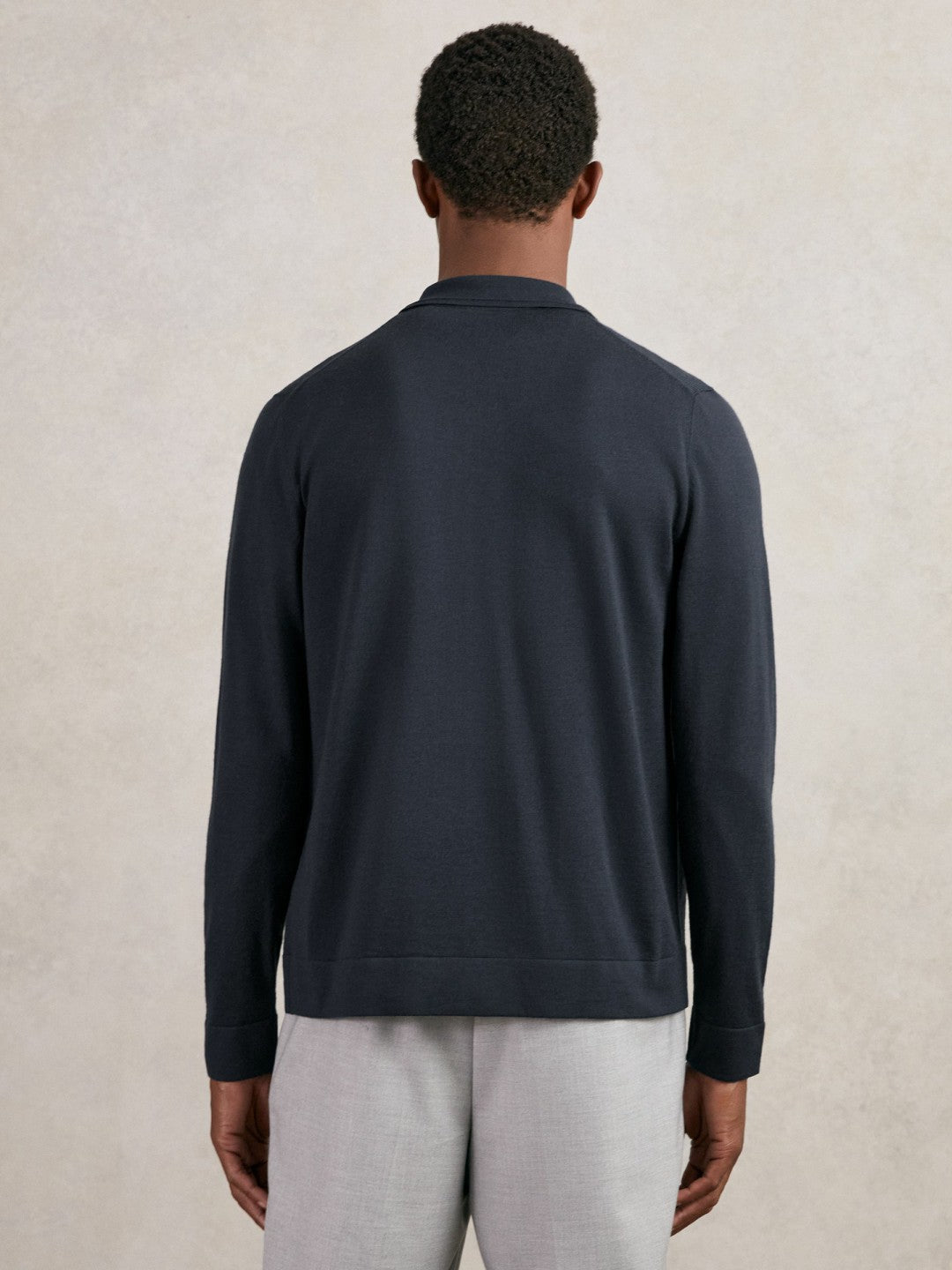 Reiss | Merino Wool Button-Through Shirt in Midnight Navy