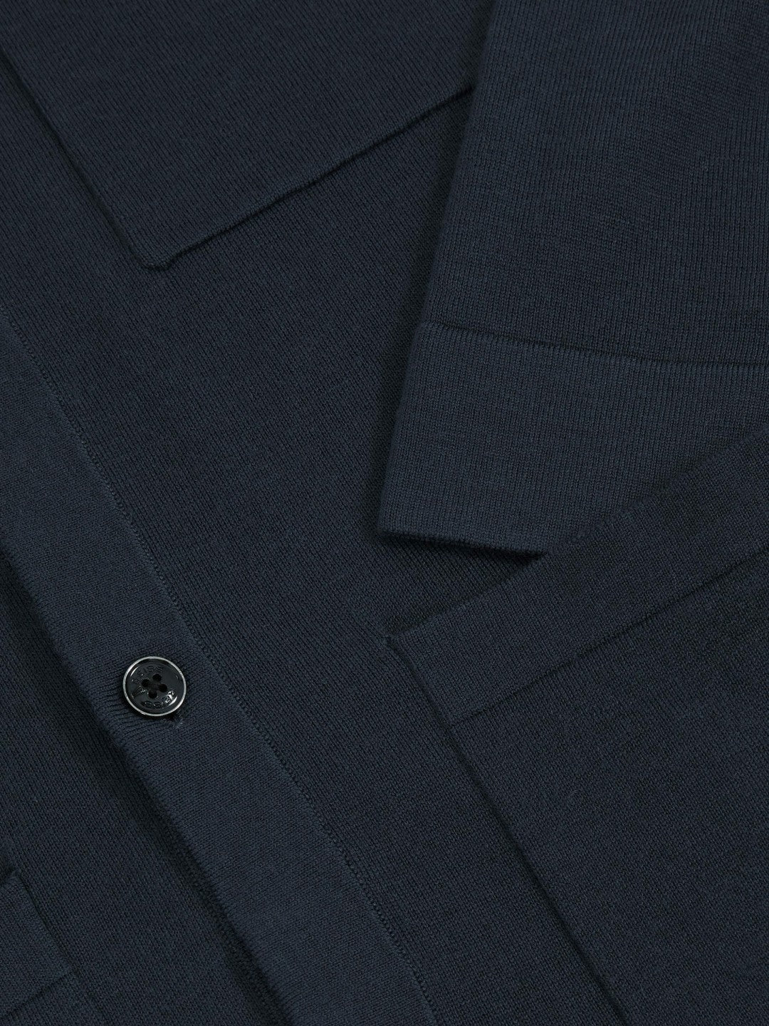 Reiss | Merino Wool Button-Through Shirt in Midnight Navy