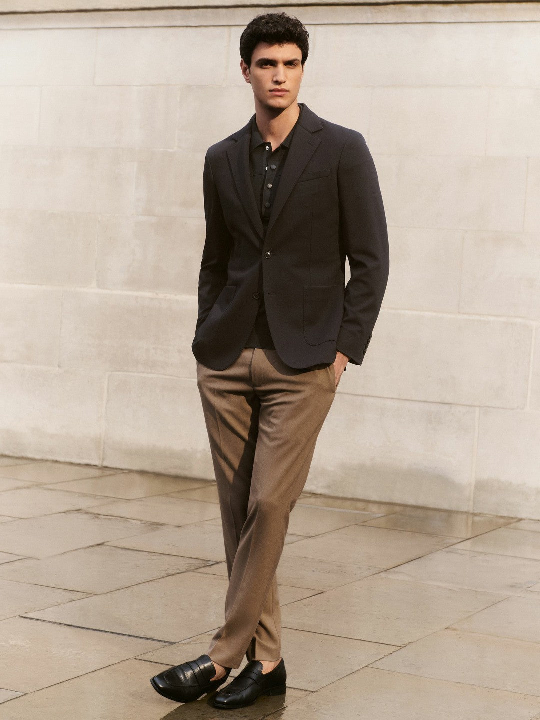 Reiss | Slim-Fit Internal-Drawstring Trousers in Camel