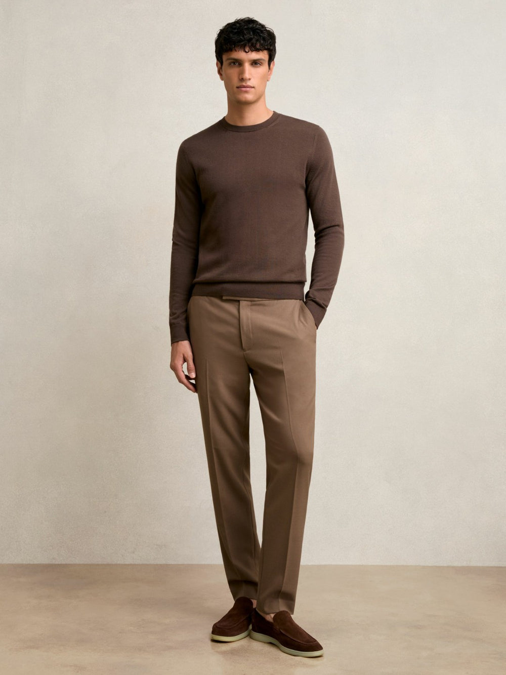 Reiss | Slim-Fit Internal-Drawstring Trousers in Camel