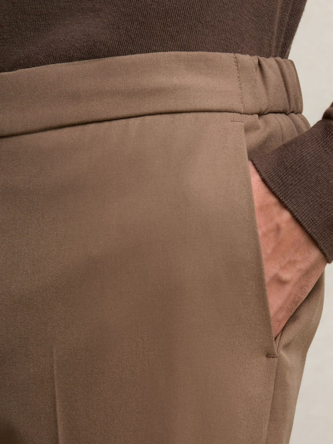 Reiss | Slim-Fit Internal-Drawstring Trousers in Camel