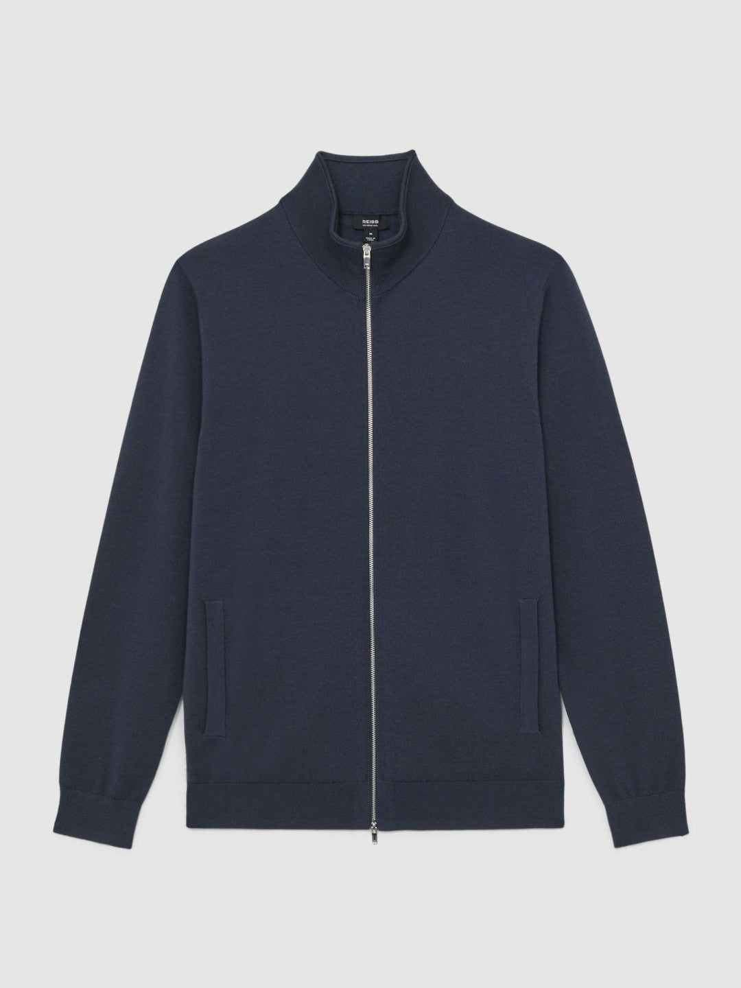 Reiss | Merino Wool Zip Through Cardigan in Midnight Navy