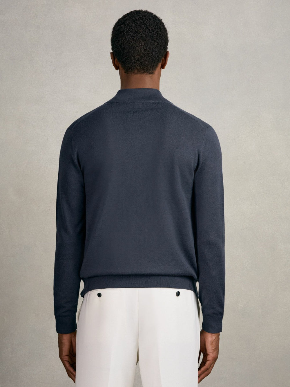 Reiss | Merino Wool Zip Through Cardigan in Midnight Navy