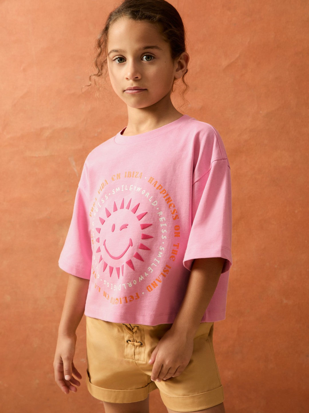 Reiss | 9-13 yrs SmileyWorld | Sun-Print T-Shirt in Pink