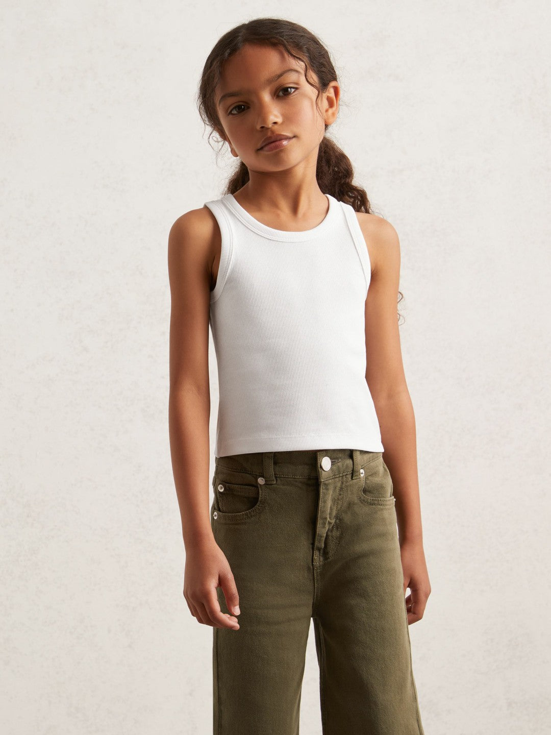 Reiss | 3-9 yrs Stretch-Cotton Ribbed Vest in Ivory