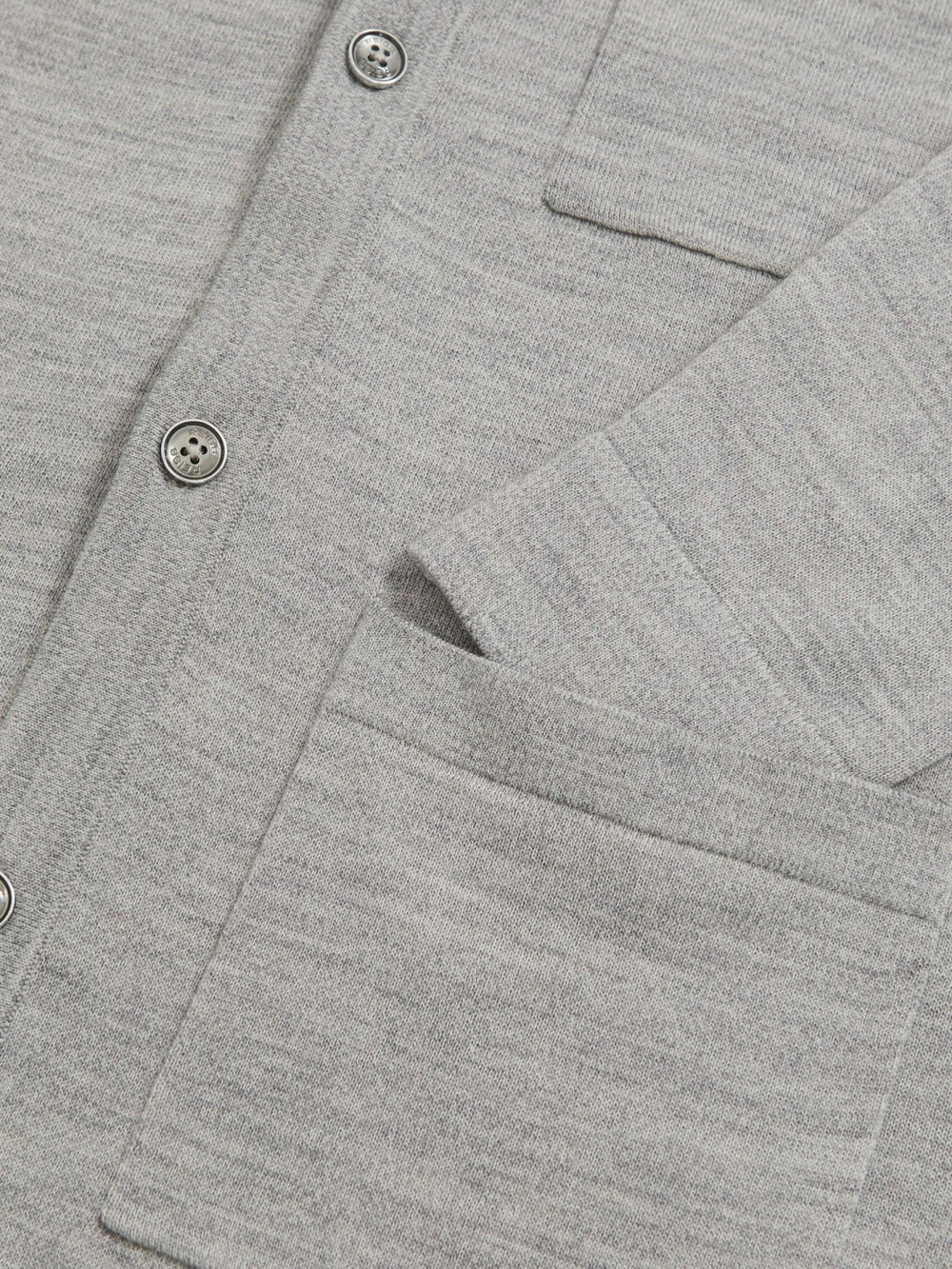 Reiss | Merino Wool Button-Through Shirt in Soft Grey Mouline