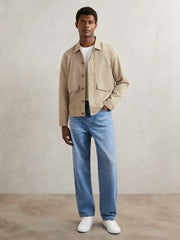 Reiss | Paige Flap Pocket Worker Jacket in Beige