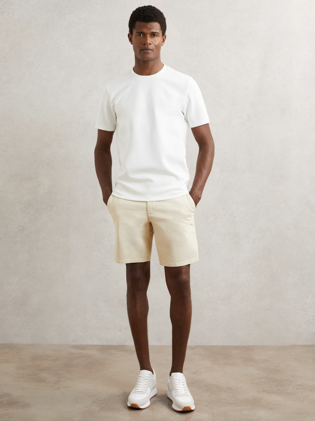 Reiss | Paige Cotton Chino Shorts with Stretch in Cream