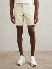 Reiss | Paige Cotton Chino Shorts with Stretch in Cream