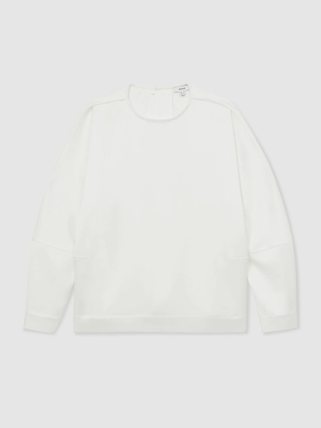 Reiss | Satin Button-Back Long-Sleeve Top in Ivory