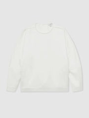 Reiss | Satin Button-Back Long-Sleeve Top in Ivory