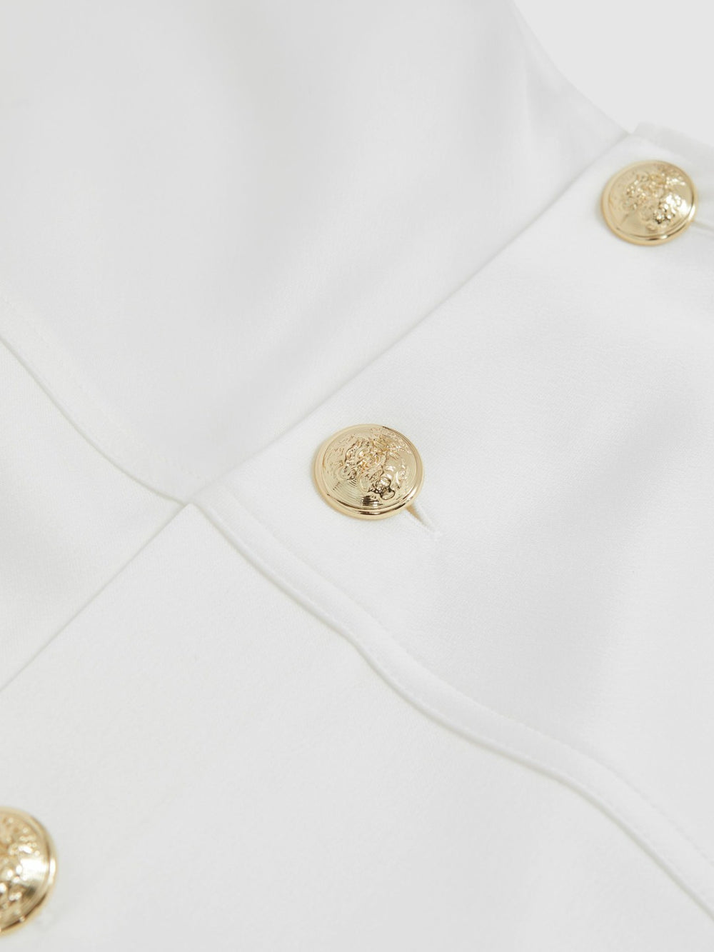 Reiss | Satin Button-Back Long-Sleeve Top in Ivory