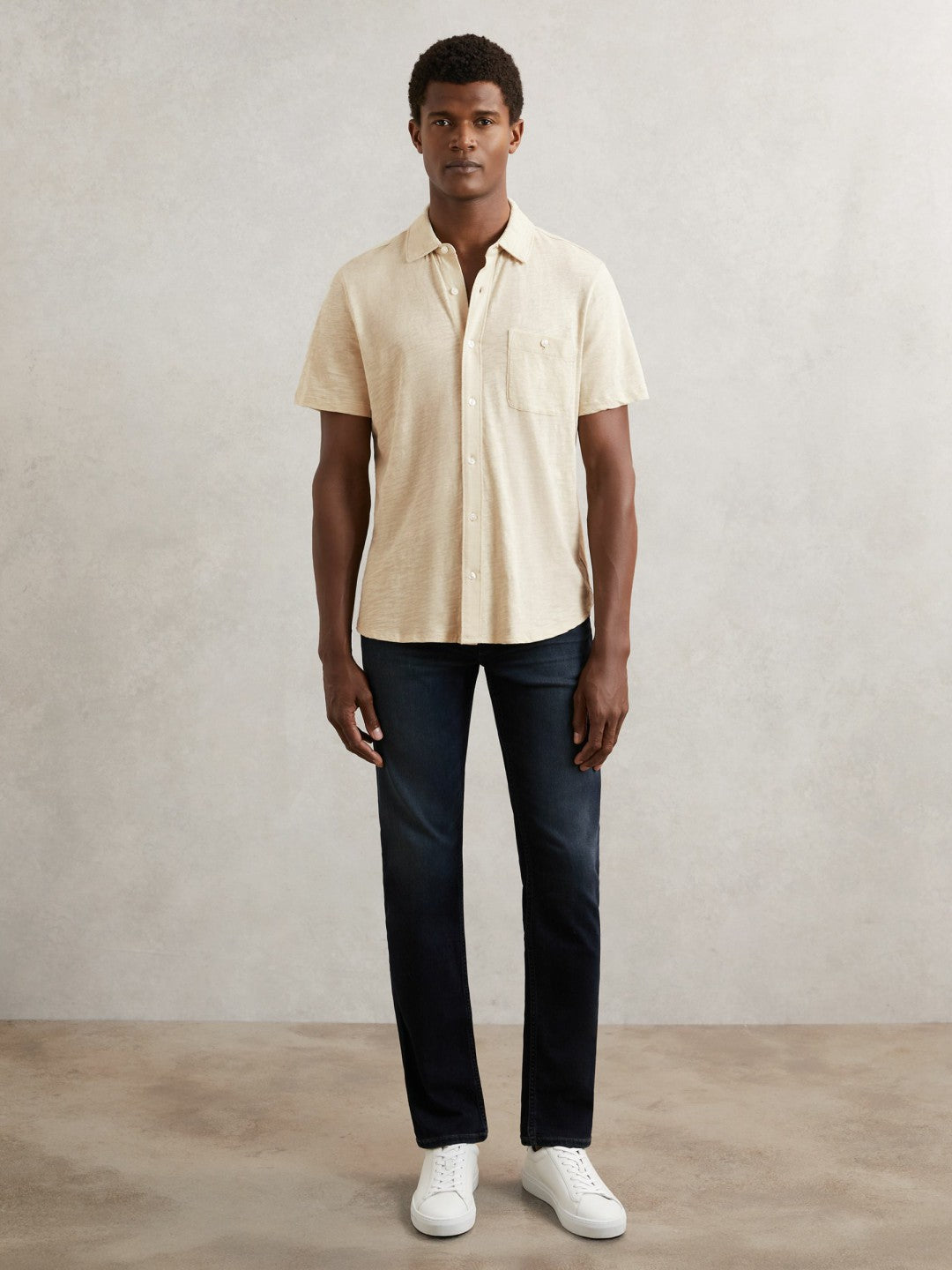 Reiss | Paige Carillo Short Sleeve Shirt in Cream