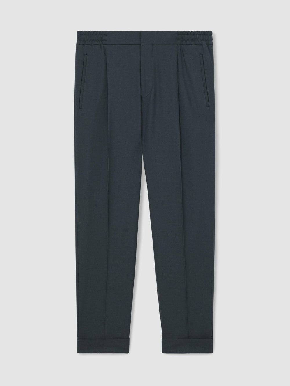 Reiss | Relaxed-Fit Pleated Tapered Trousers in Steel Blue