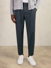 Reiss | Relaxed-Fit Pleated Tapered Trousers in Steel Blue