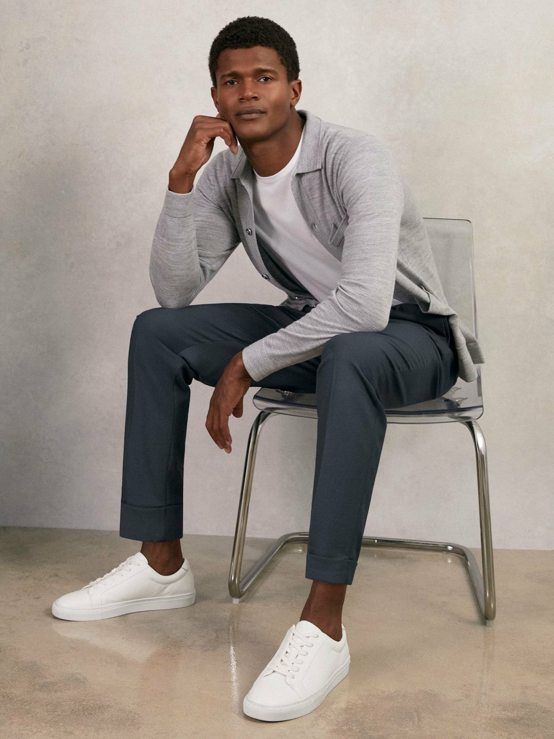 Reiss | Relaxed-Fit Pleated Tapered Trousers in Steel Blue