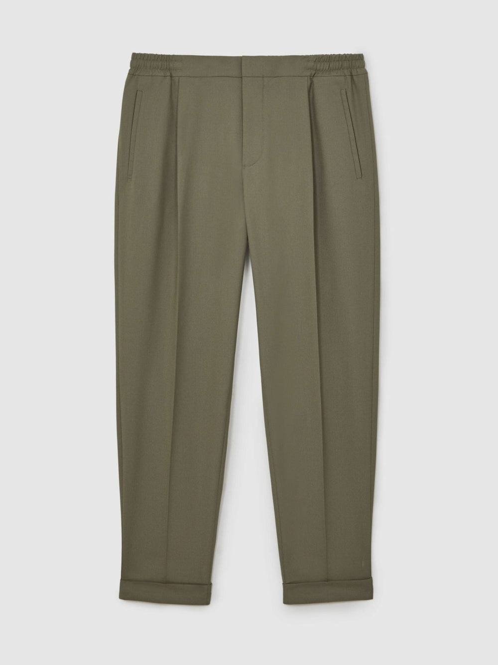 Reiss | Relaxed-Fit Pleated Tapered Trousers in Sage