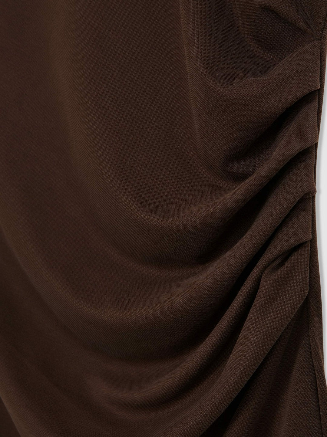 Reiss | Jersey Ruched Racer Midi Dress in Chocolate Brown