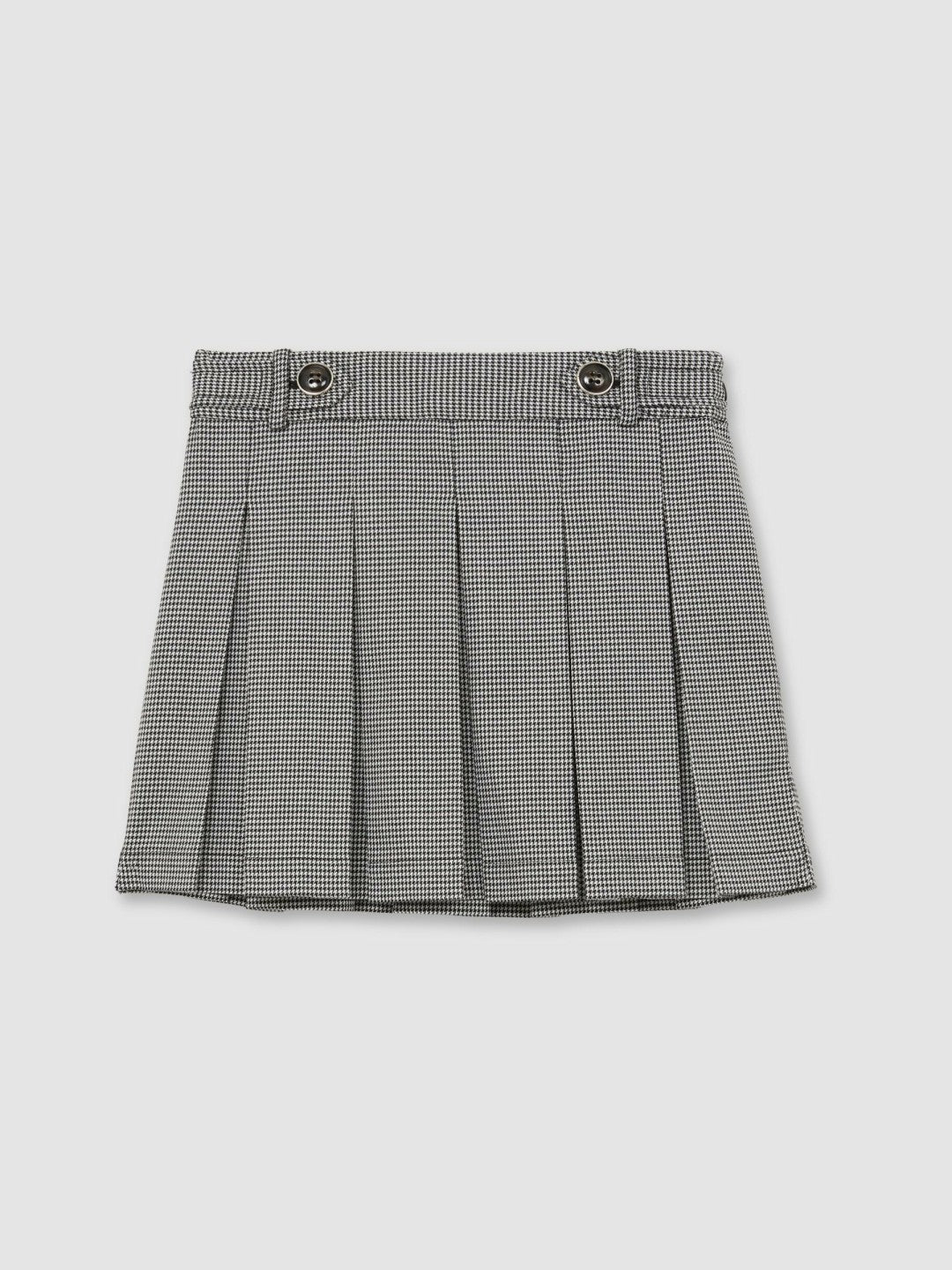 Reiss | Houndstooth-Check Pleated Skirt in Black/White