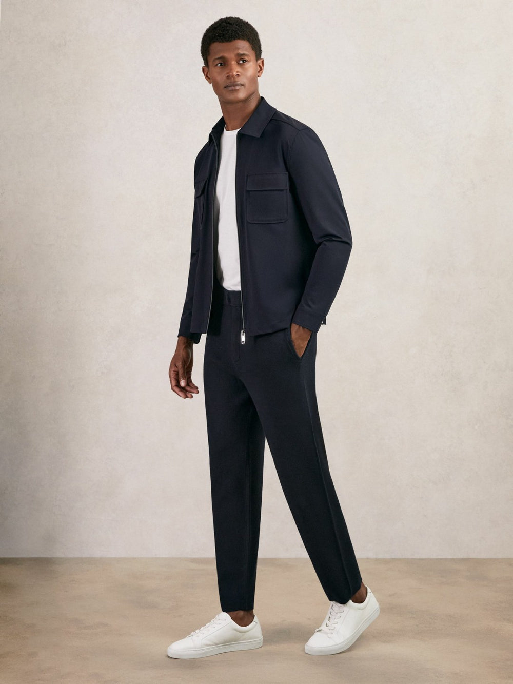 Reiss | Tapered Knitted Trousers in Navy