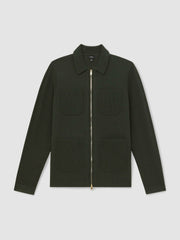 Reiss | Four-Pocket Zip-Through Cardigan in Forest Green