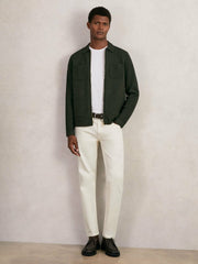 Reiss | Four-Pocket Zip-Through Cardigan in Forest Green