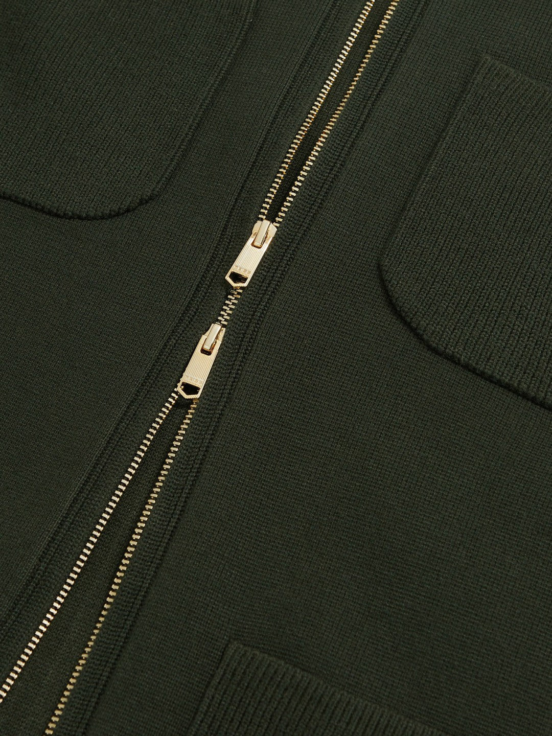 Reiss | Four-Pocket Zip-Through Cardigan in Forest Green