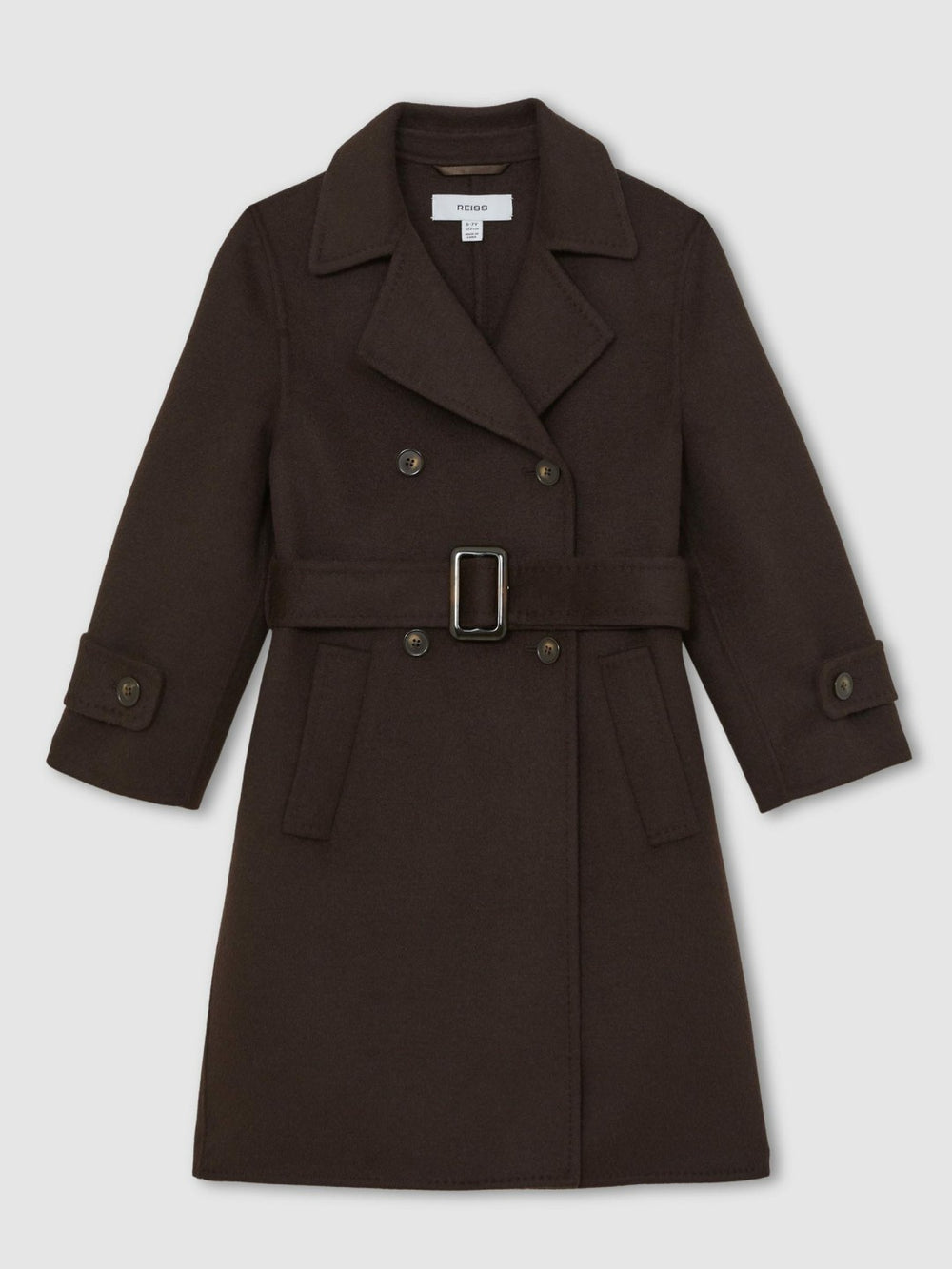 Reiss | 3-9 yrs Double-Breasted Blindseam Wool-Blend Coat in Chocolate Brown
