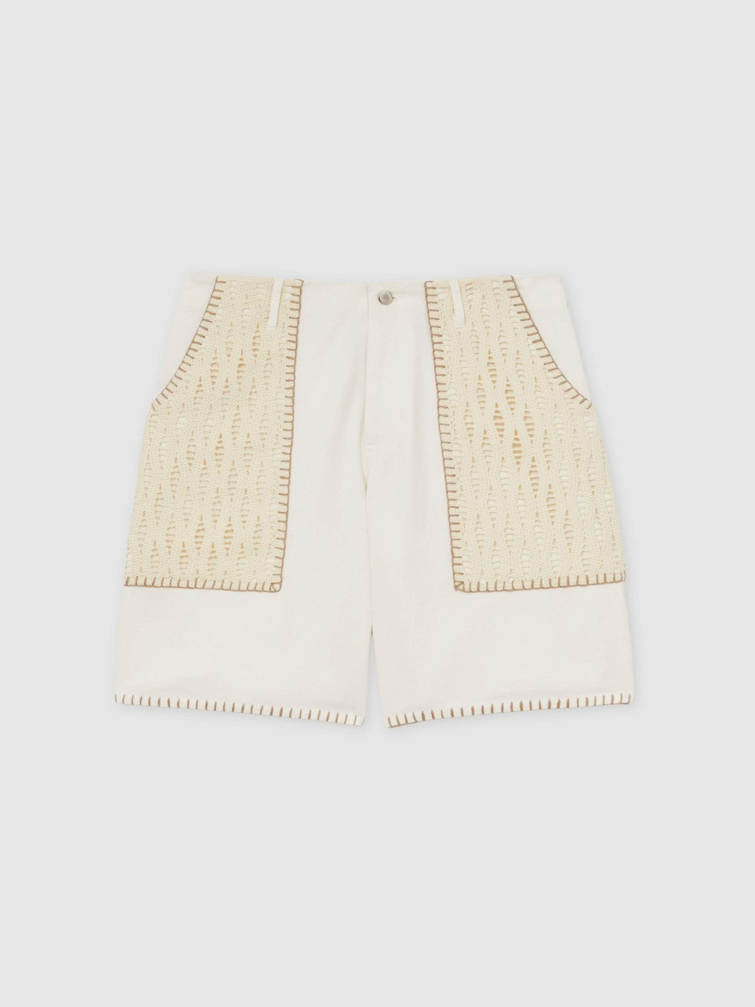 Reiss | | Tom Daley Crochet Denim Shorts in Off White