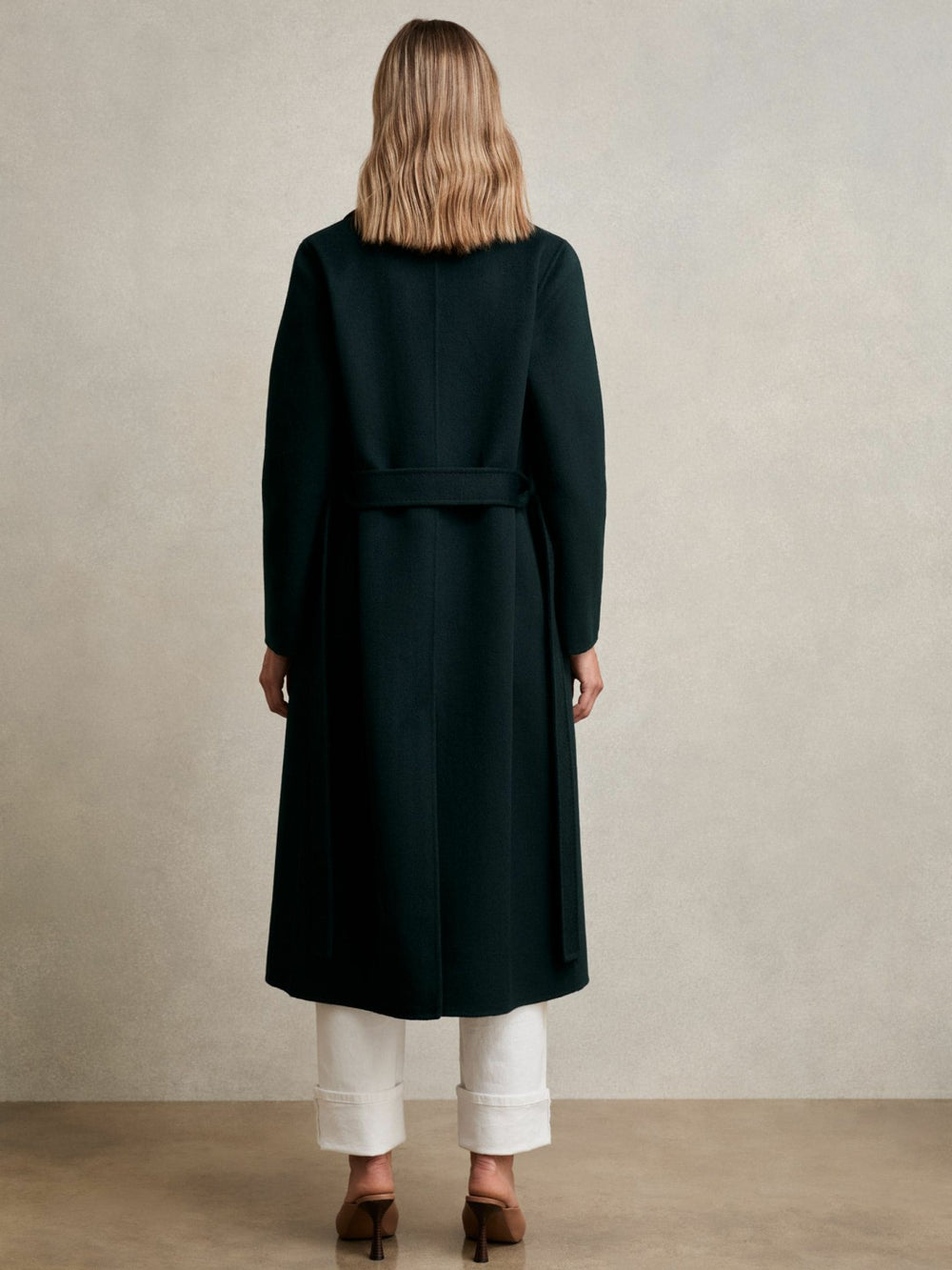 Reiss | Petite Double-Breasted Blindseam Coat Wool-Blend in Green