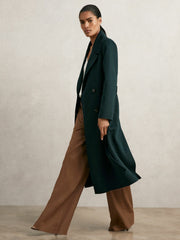 Reiss | Double-Breasted Blindseam Coat Wool-Blend in Green
