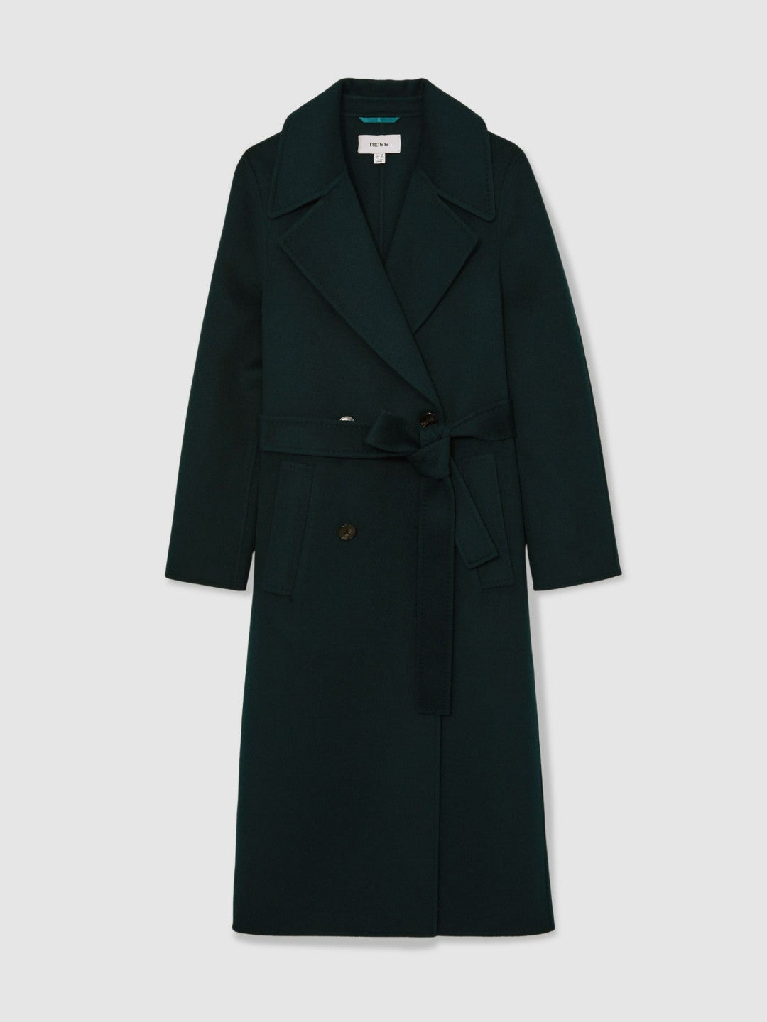 Reiss | Double-Breasted Blindseam Coat Wool-Blend in Green