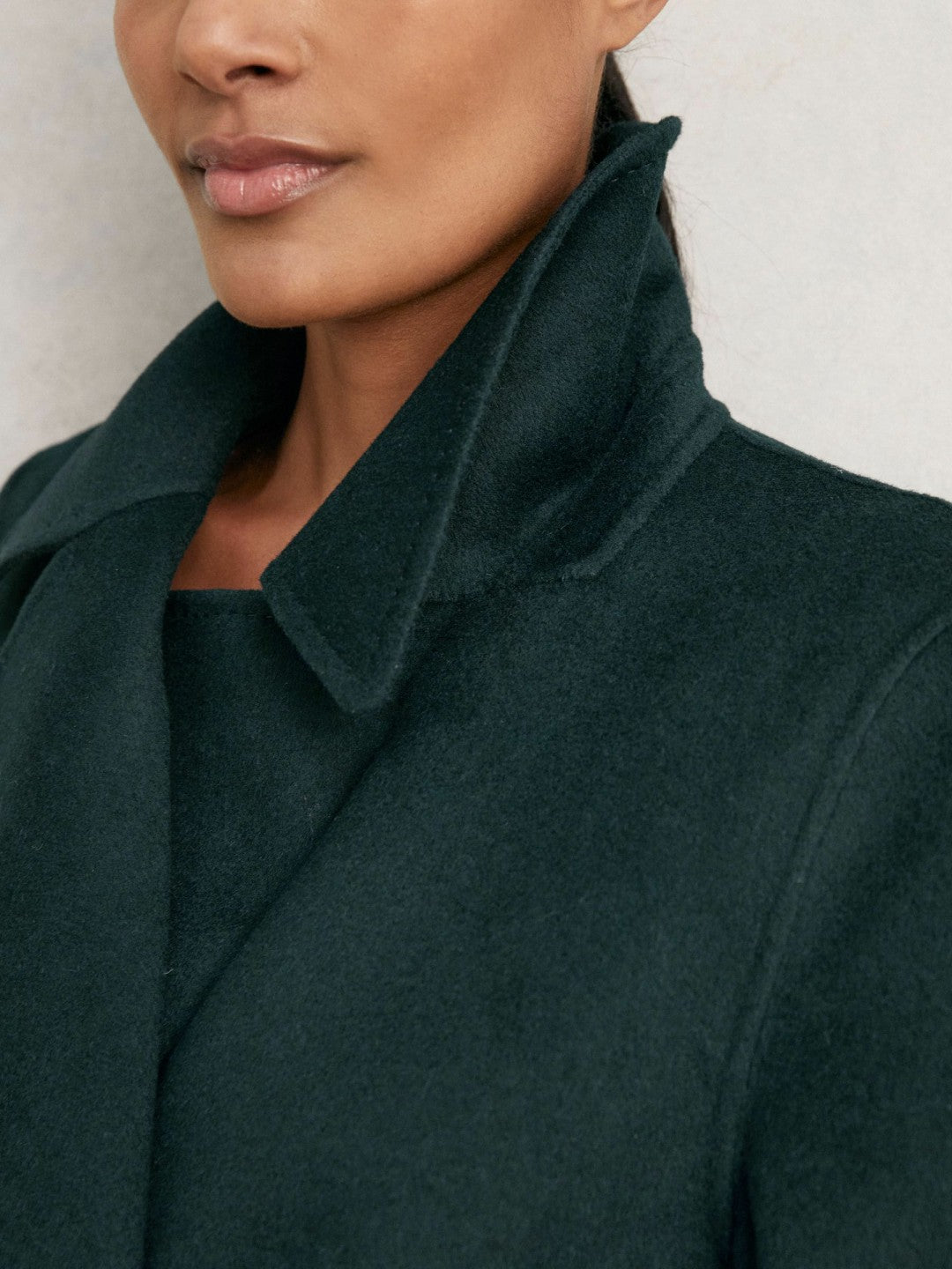 Reiss | Double-Breasted Blindseam Coat Wool-Blend in Green