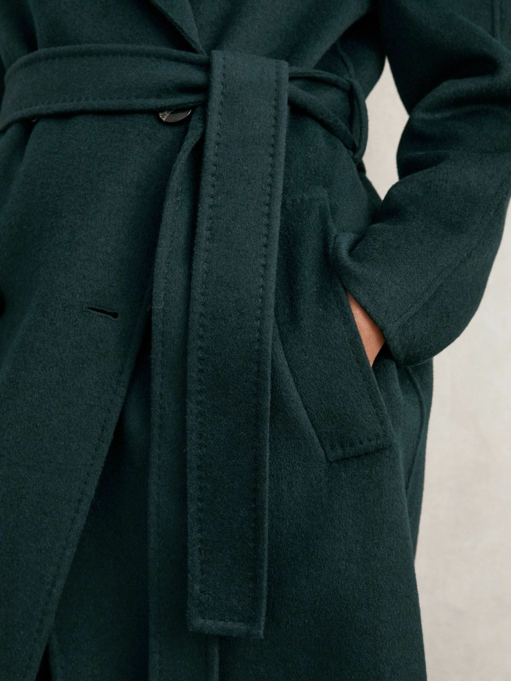 Reiss | Double-Breasted Blindseam Coat Wool-Blend in Green