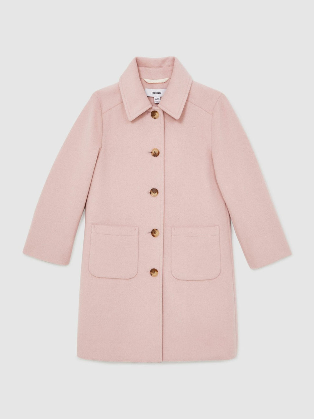Reiss | 13-14 yrs Wool-Blend Single-Breasted Coat in Pink
