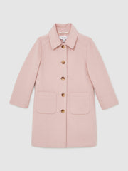 Reiss | 13-14 yrs Wool-Blend Single-Breasted Coat in Pink