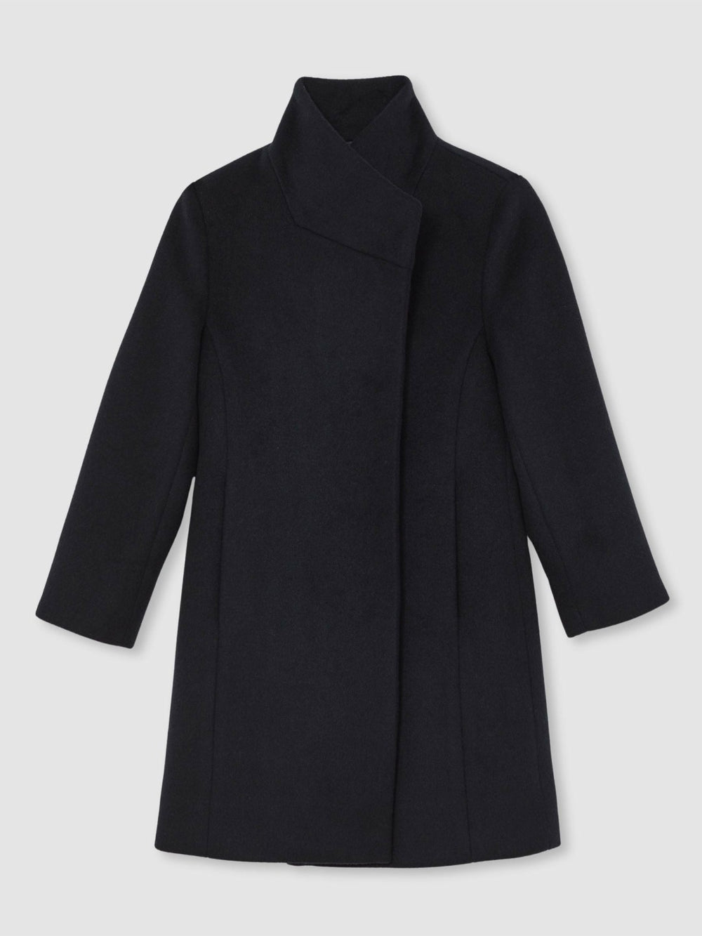 Reiss | Wool-Blend Funnel-Neck Coat in Navy