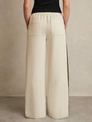 Reiss | Side-Stripe Wide-Leg Trousers in Cream