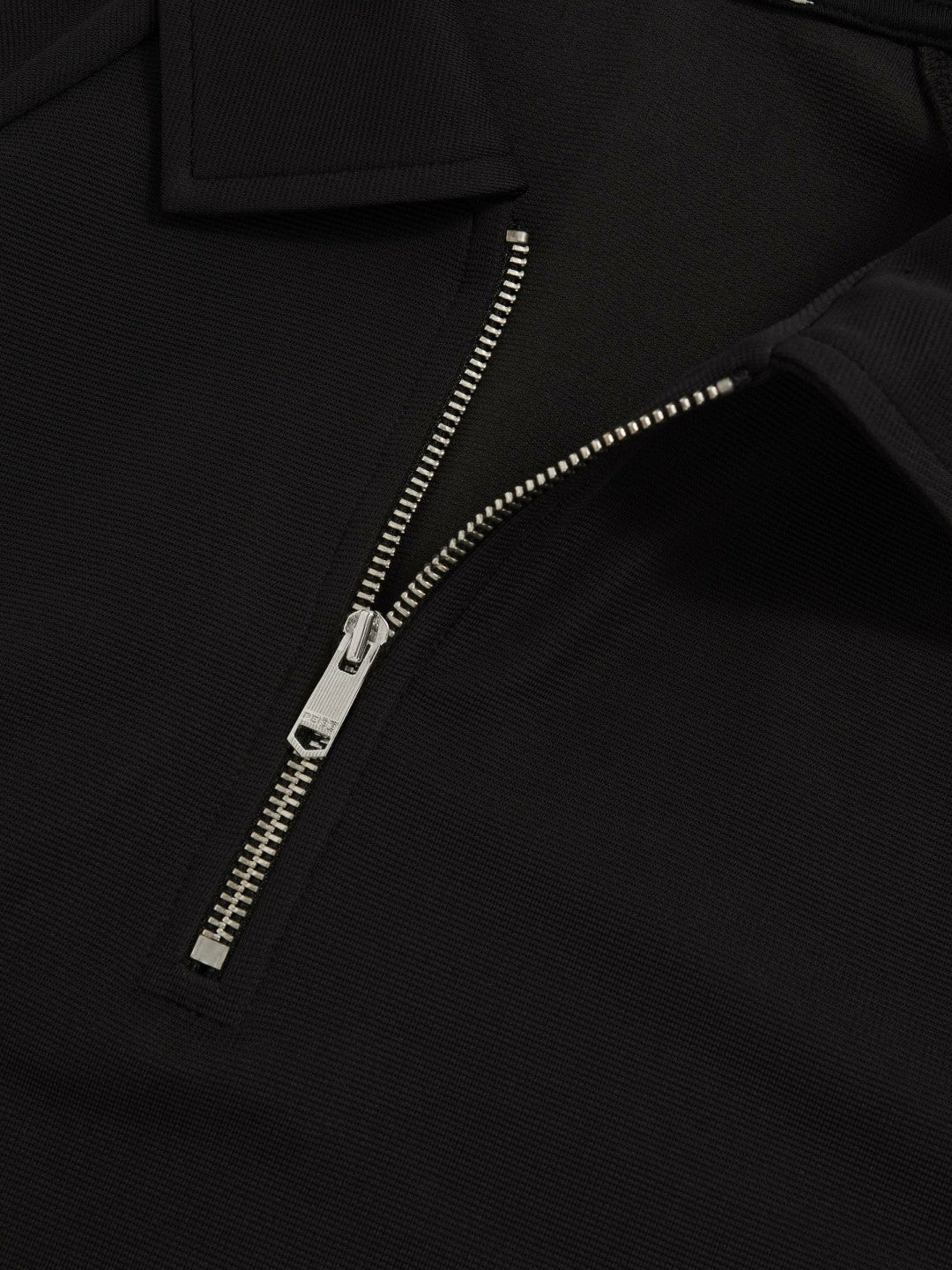Reiss | Textured Raglan Half-Zip Polo Shirt in Black