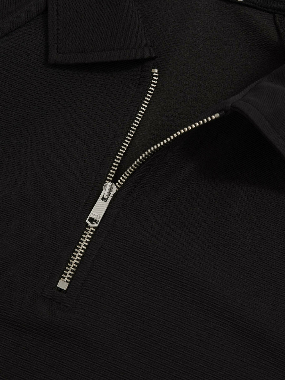 Reiss | Textured Raglan Half-Zip Polo Shirt in Black