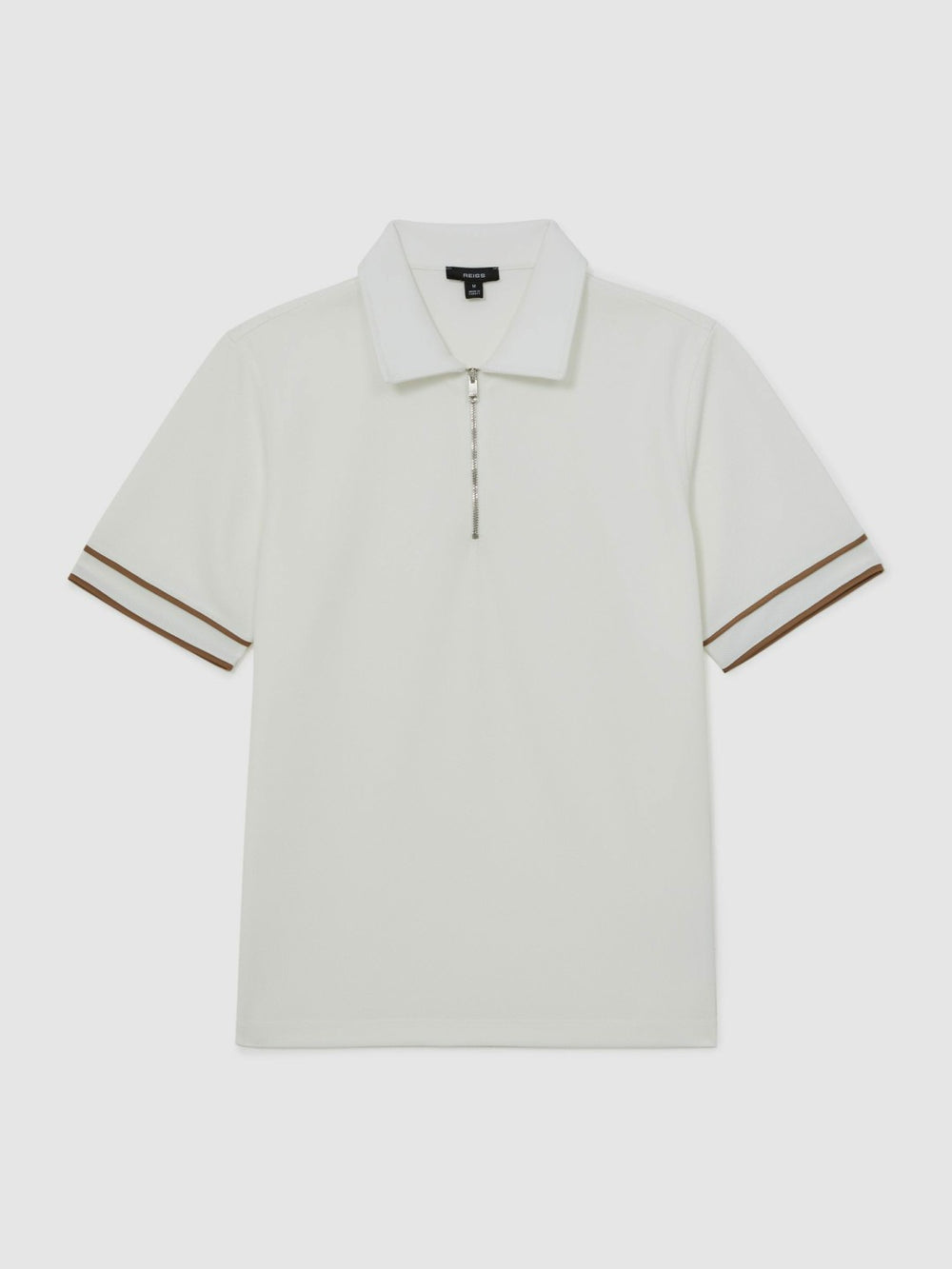 Reiss | Textured Half-Zip Tipped Polo Shirt in White