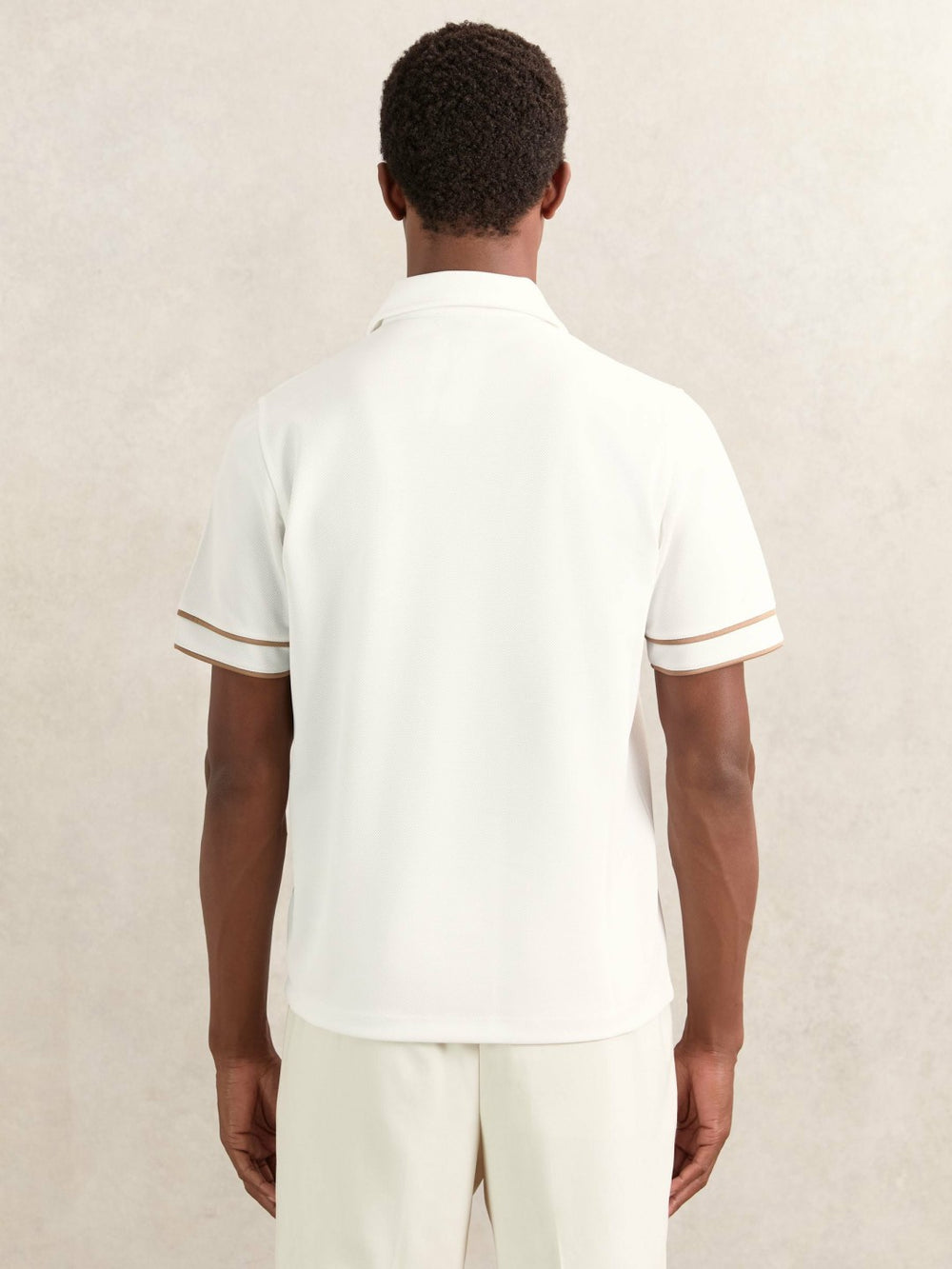 Reiss | Textured Half-Zip Tipped Polo Shirt in White