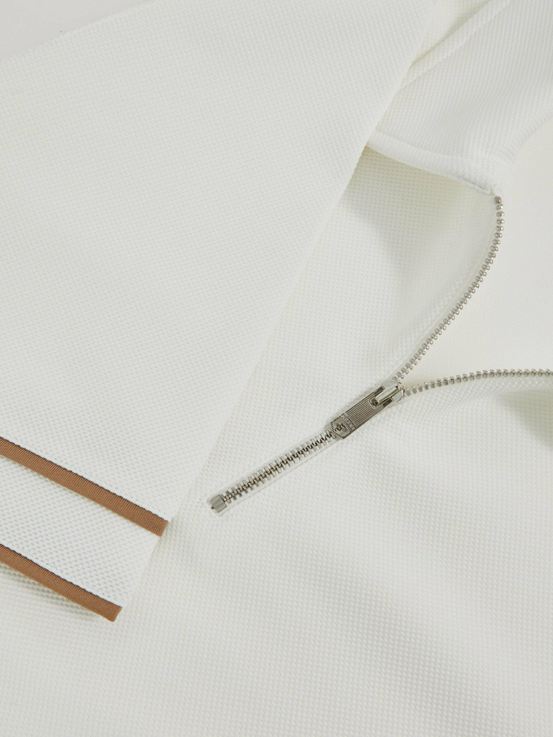 Reiss | Textured Half-Zip Tipped Polo Shirt in White
