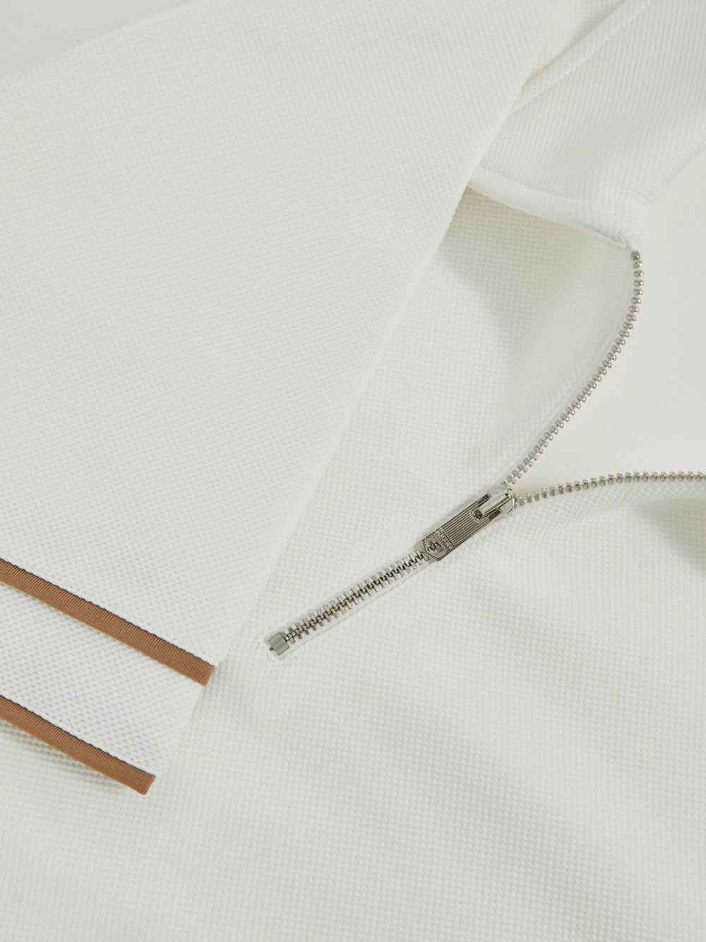 Reiss | Textured Half-Zip Tipped Polo Shirt in White