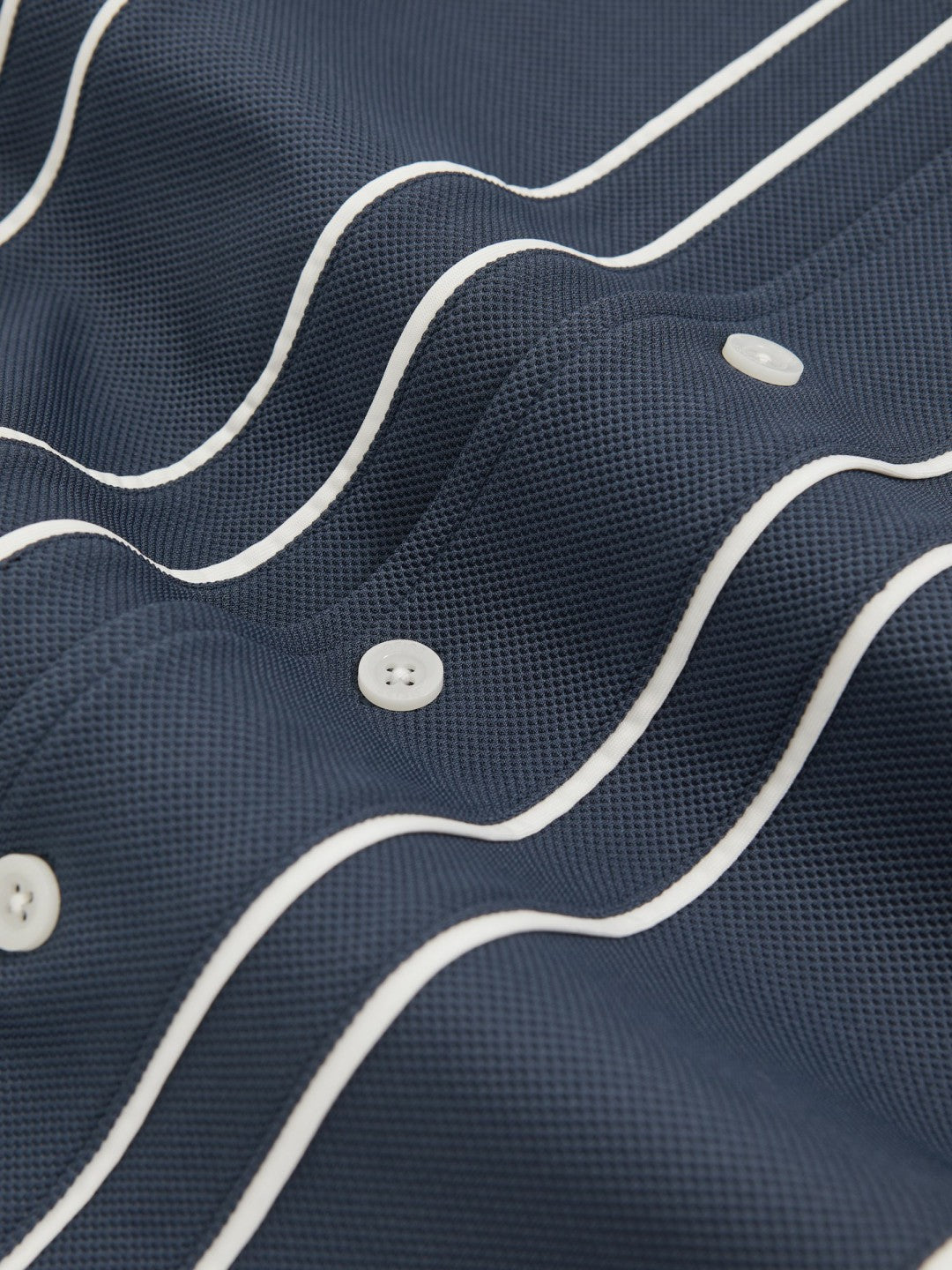 Reiss | Piped-Stripe Cuban-Collar Shirt in Airforce Blue
