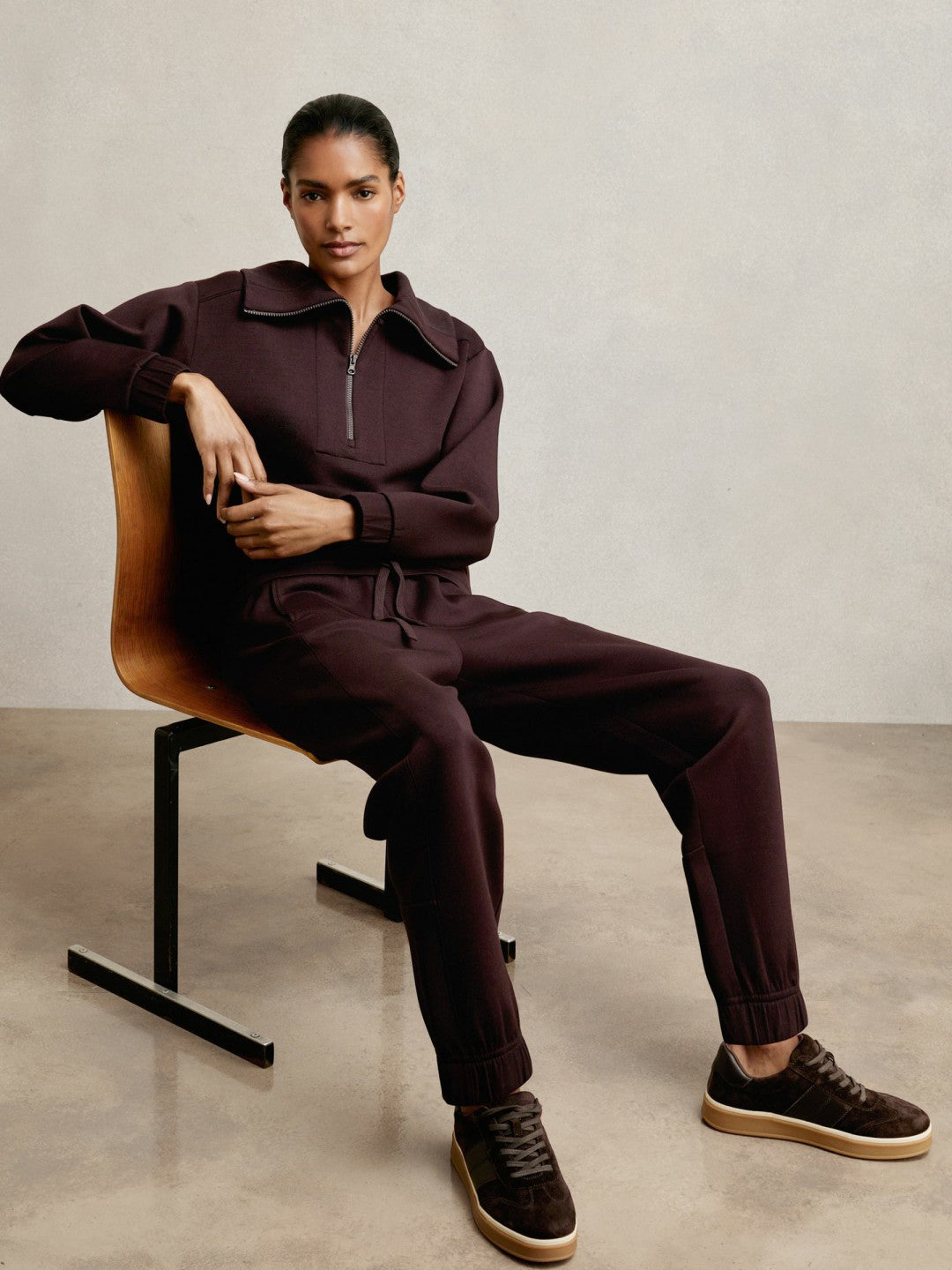 Reiss | Tapered Elasticated-Waist Joggers in Plum