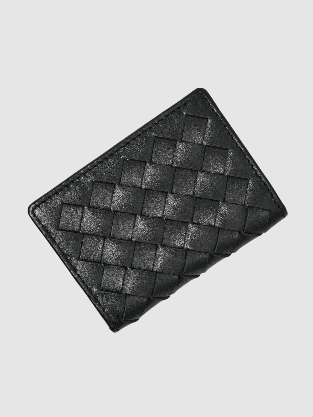 Reiss | Leather Large Lattice-Effect Cardholder in Black